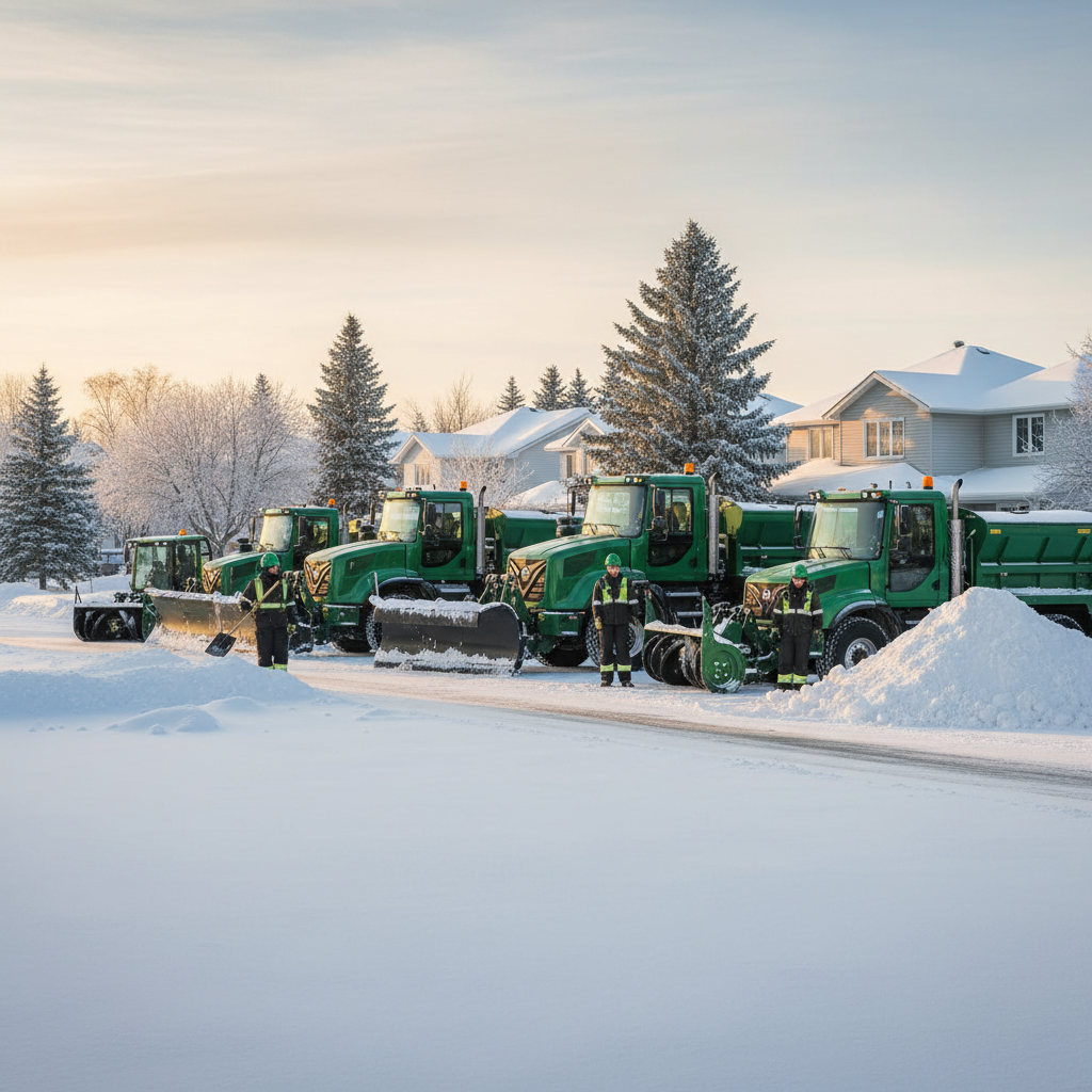Snow-covered driveway and property in winter - Huntsville Snow Removal, snow removal service in Barrie, ON